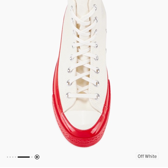 Comme des Garçons PLAY High-Top Sneakers - Cream & Red - Picture 11 of 15